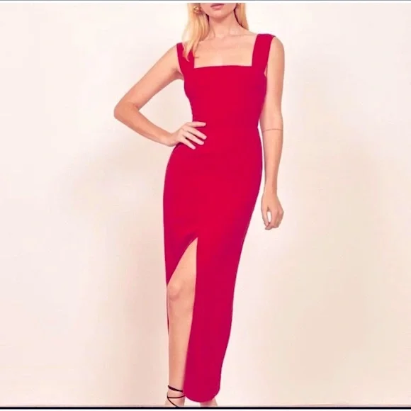Nasty Gal size US2 red cocktail dress with front slit